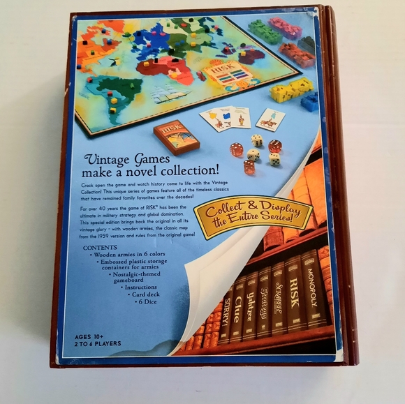 Risk Game Wood Box Global Domination, Wooden Book Shelf Box - Picture 7 of 13